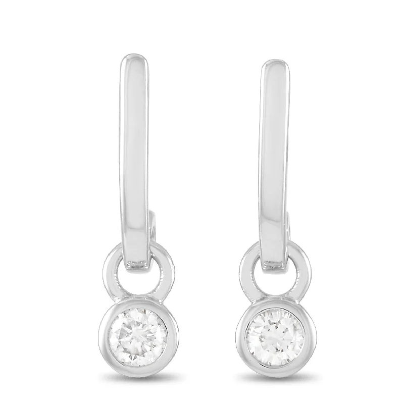 Clip On Drop Earrings for Non Pierced -White Gold 0.25 ct Diamond Dangle Earrings AER-15716W