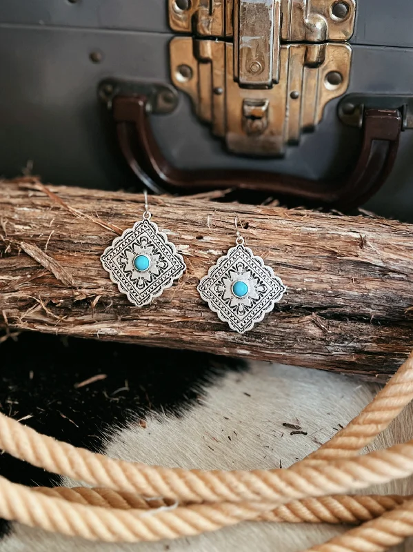 Drop Earrings for Beach Outfit -Mosaic Western Concho Earrings