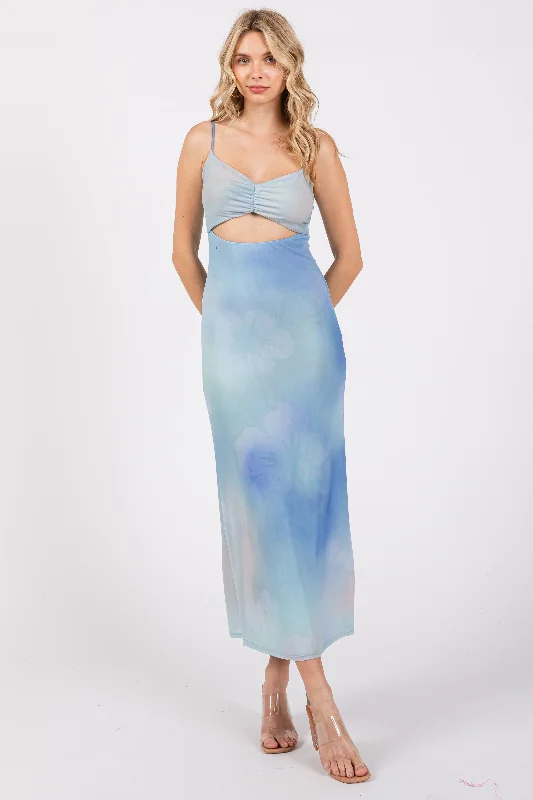 Minimalist Dresses for Simplicity -Light Blue Tie Dye Maxi Dress