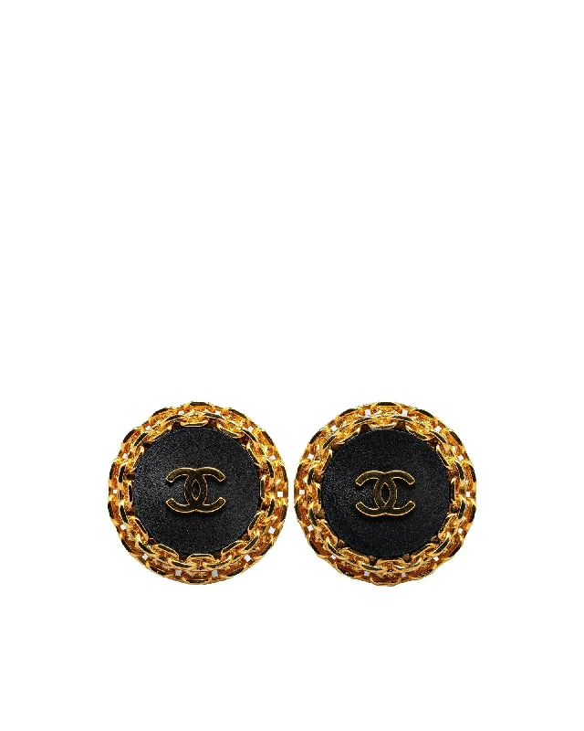 African Drop Earrings with Culture -Chanel Vintage CC Logo Earrings