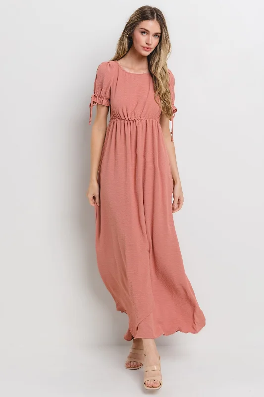 Mini Dresses for Youthful Look -Mauve Open Back Maxi Dress