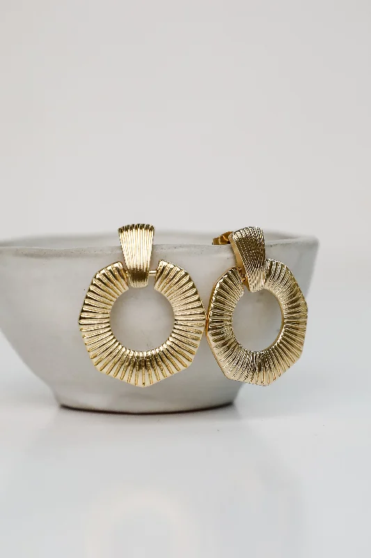 Gold Drop Earrings for Women -Laura Gold Circle Drop Earrings