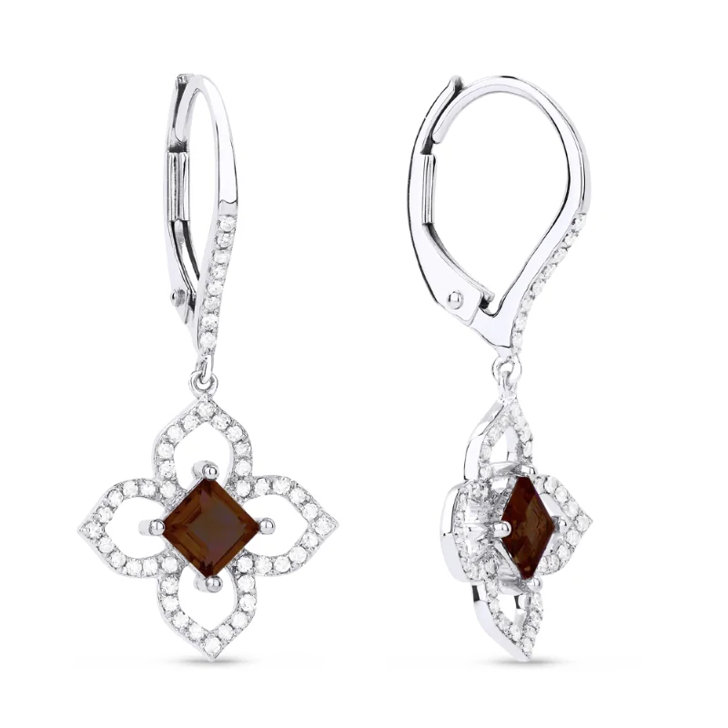 Gemstone Drop Earrings for Color -6.5 16.9 Mm 0.93Ct Garnet Drop/dangle Earrings In 14K White Gold