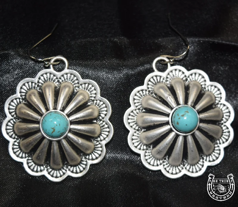 Oval Drop Earrings for Grace -The Turquoise Large Concho Earrings