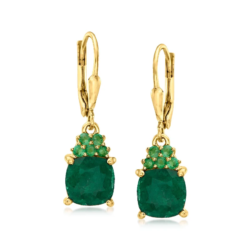 Ethnic Drop Earrings with Tribal Design -Ross-Simons Emerald Drop Earrings in 18kt Gold Over Sterling