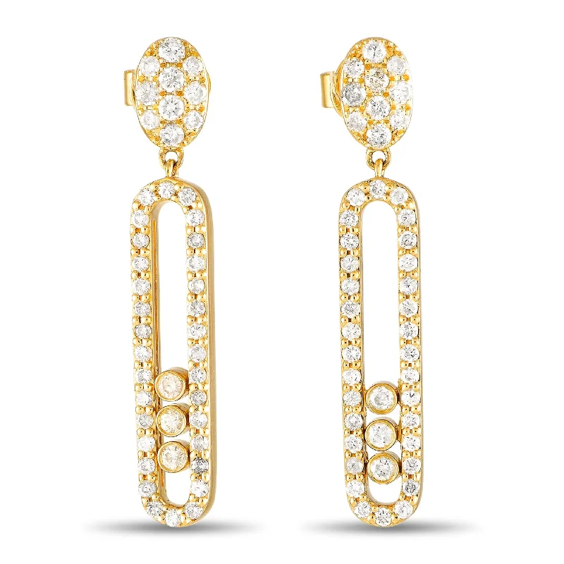 Retro Drop Earrings for Nostalgia -Yellow Gold 1.00ct Diamond Earrings ER28882-Y