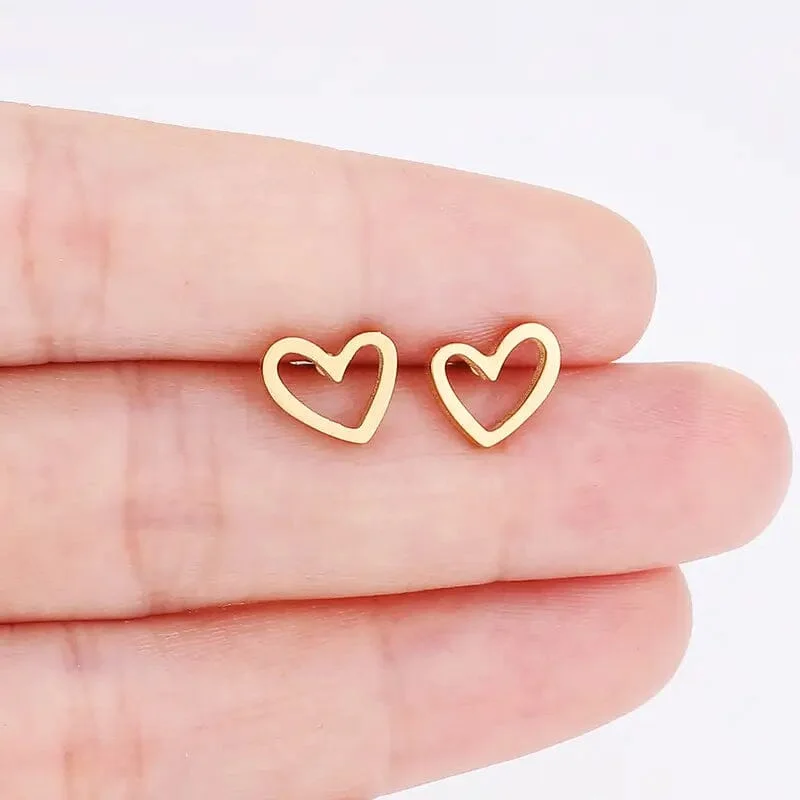 Drop Earrings for Office Wear -Love Stud Alloy Heart Earrings