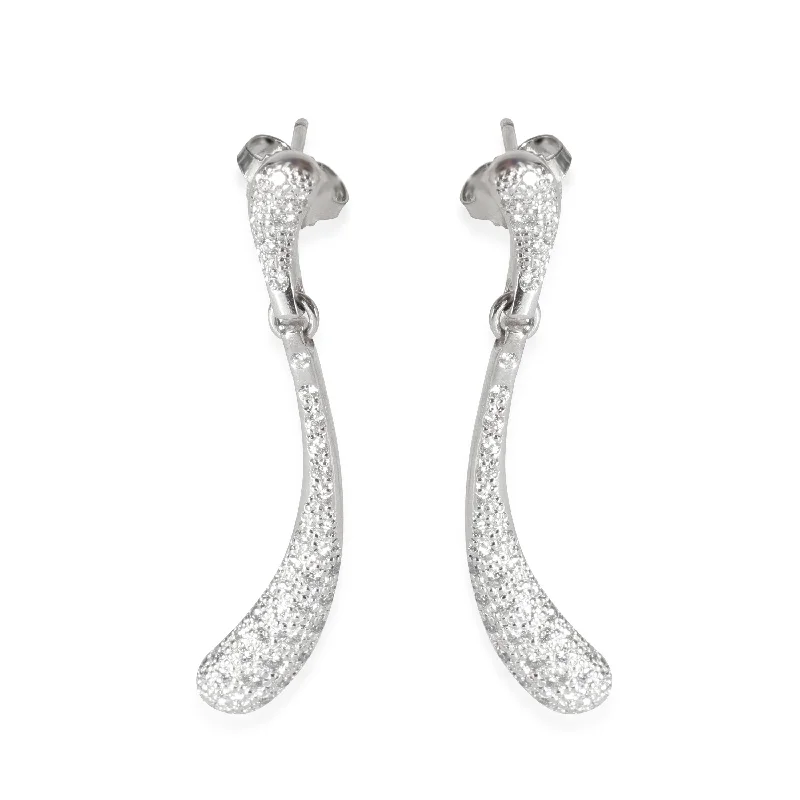 Drop Earrings for Travel Look -Tiffany & Co. Elsa Peretti Teardrop Diamond Drop Earrings in Platinum 0.75 CTW