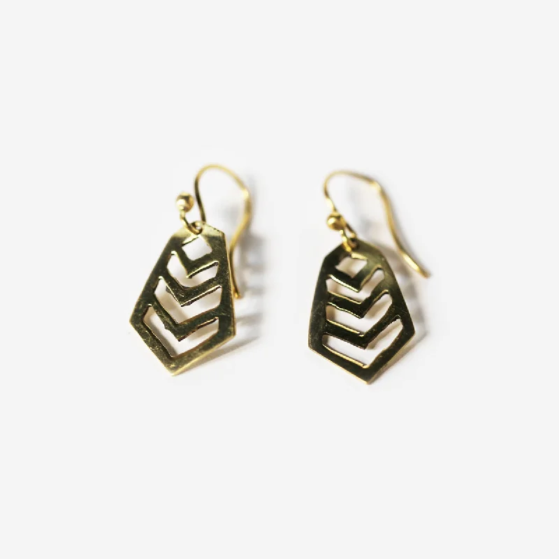 Drop Earrings with Textured Surface -Tambo Brass Earrings