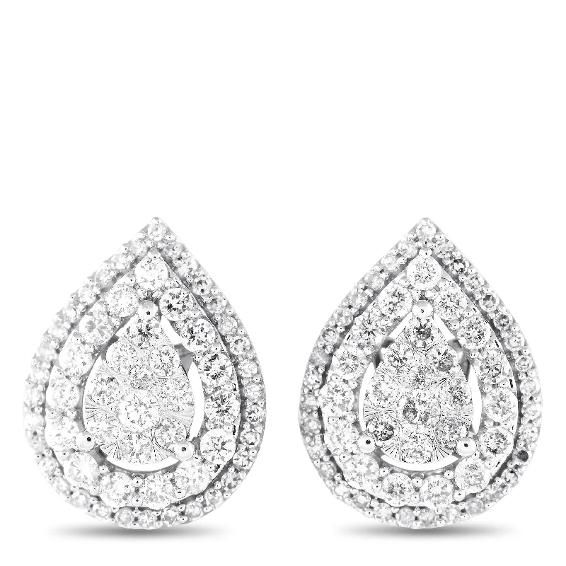 Maximalist Drop Earrings for Bling -White Gold 1.0ct Diamond Earrings ER28538