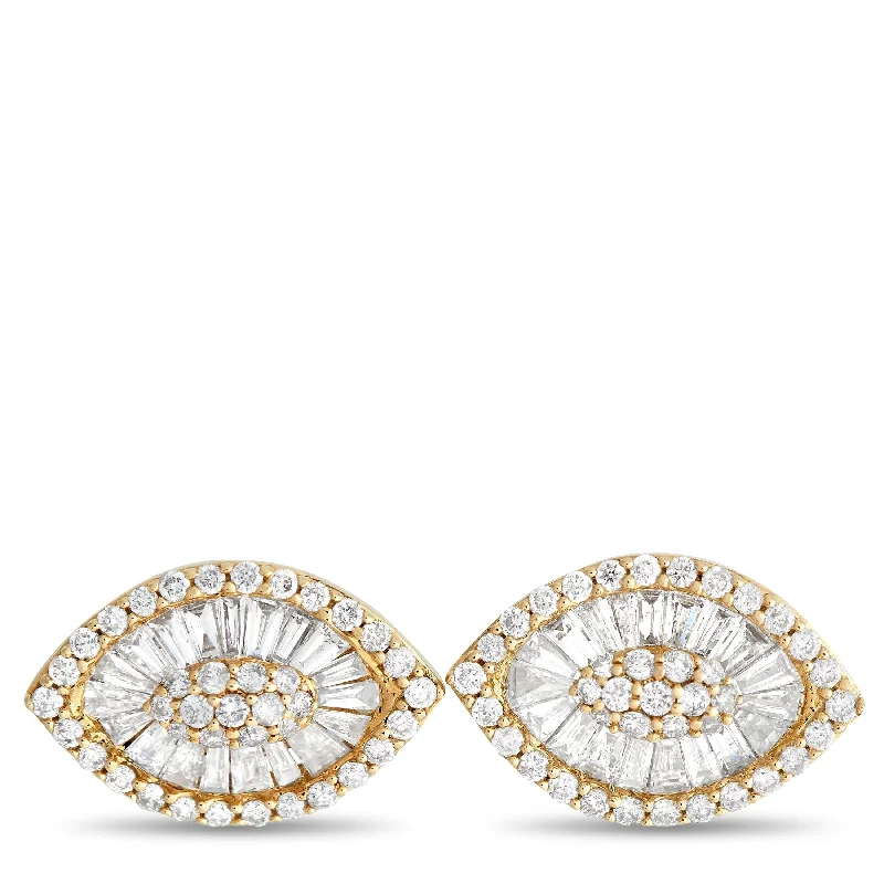 Drop Earrings with Abstract Designs -Yellow Gold 1.05ct Diamond Earrings ER26925