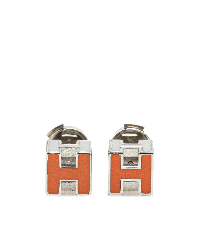 Drop Earrings for Wellness Routine -Enamel Cage Push Back Earrings with Silver-Tone Hardware