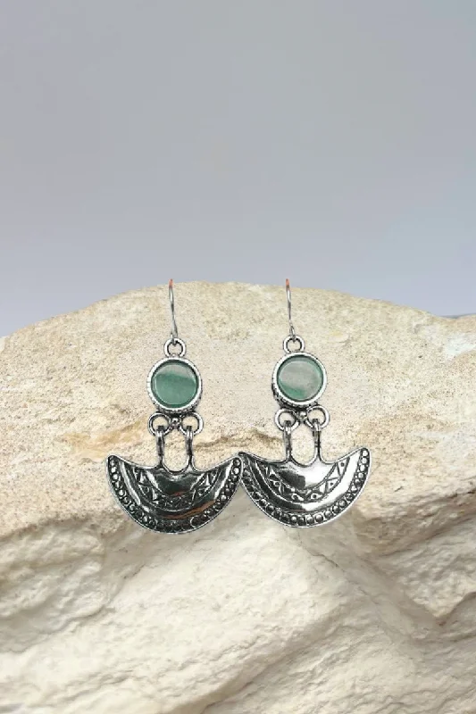 Long Drop Earrings for Dramatic -Yaffa Aventurine and Silver Earrings