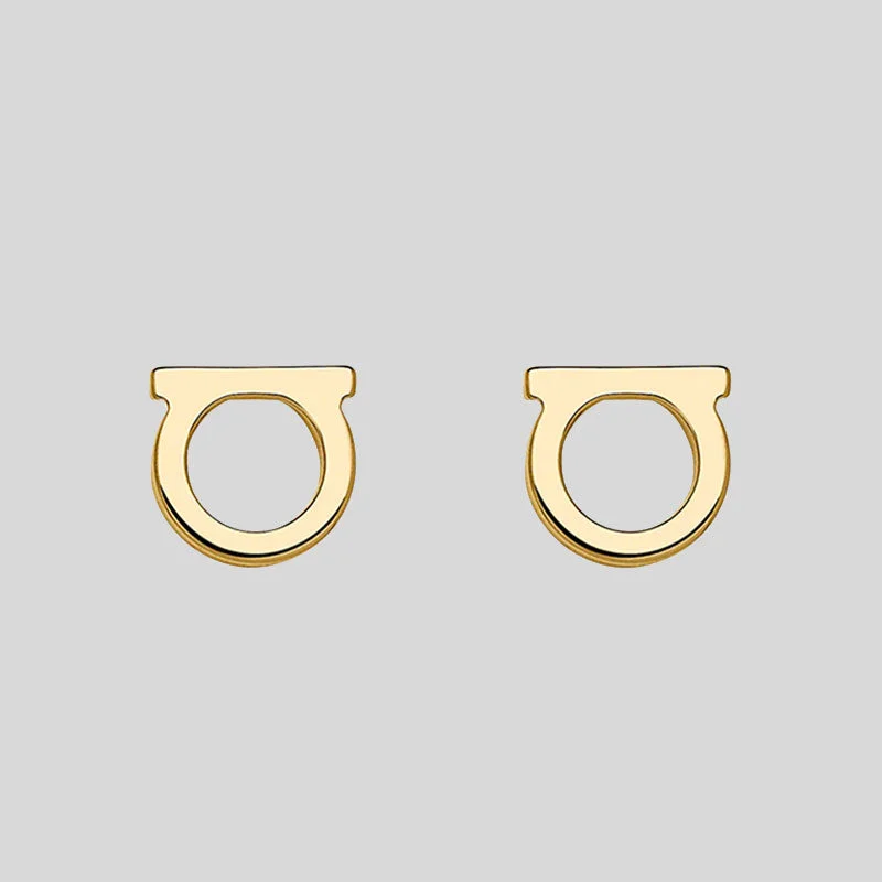 Drop Earrings for Prom Night -FERRAGAMO Gancini Earrings In Gold Collar Small 760120