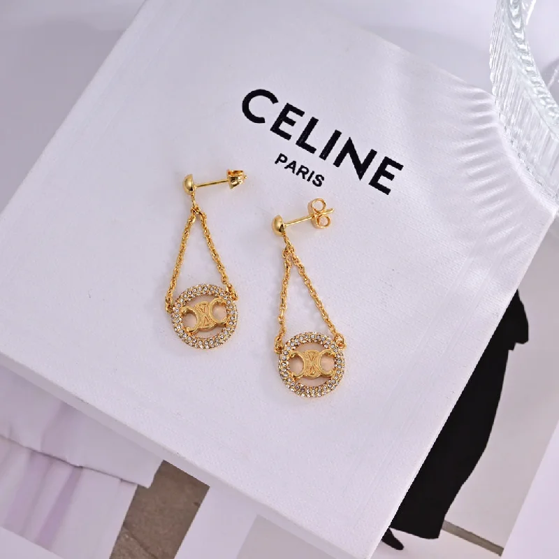 Geometric Drop Earrings for Trend -Celine Geometric Round Gold Earrings EHA175