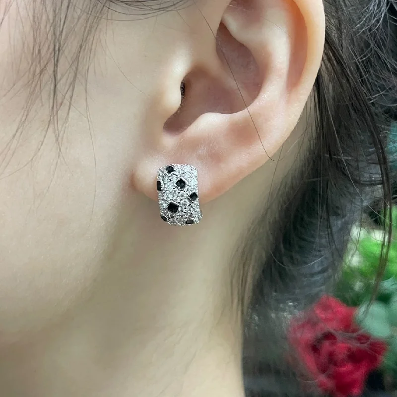 Drop Earrings with Polished Shine -Cartier versatile full diamond leopard print spot white gold black dot earrings EHA95