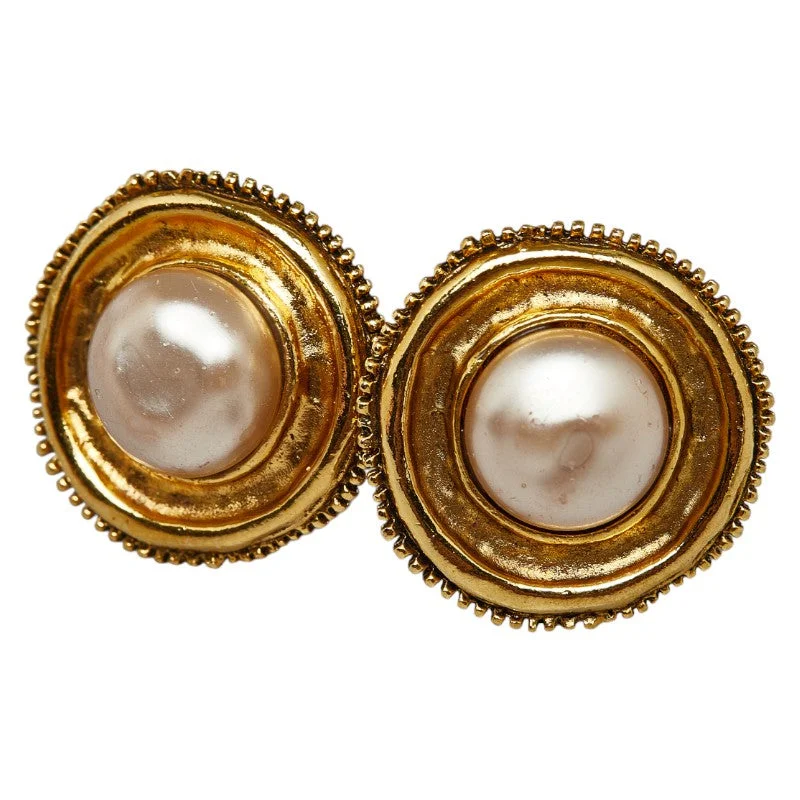 Drop Earrings for Party Look -Chanel Pearl Earrings Gold Plated Clip-on