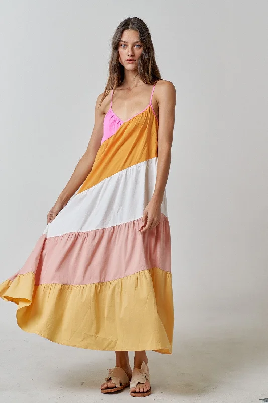 Valentine's Day Dresses for Romance -Multi-Color Sleeveless Maxi Dress