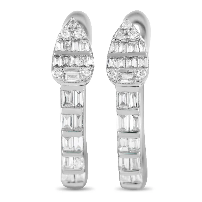 Drop Earrings for Party Look -White Gold 0.70ct Diamond Huggie Earrings ER28547-W