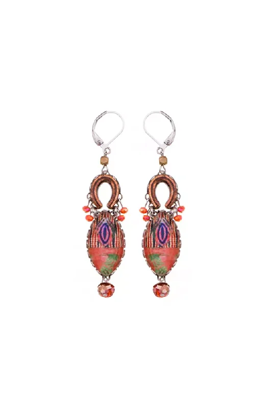 Bohemian Drop Earrings with Tassels -Warm Energy Rose Earrings By Ayala Bar