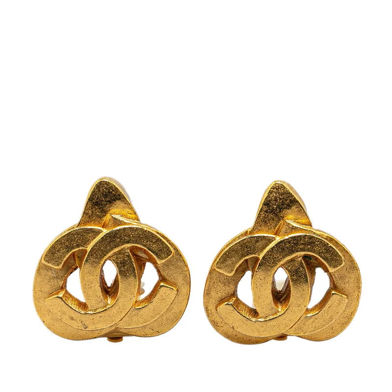 Square Drop Earrings for Modern -Chanel Vintage Coco Mark Heart Motif Earrings Gold Plated