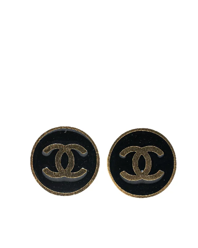 Drop Earrings with Floral Motifs -Gold Plated Enamel Clip On Earrings