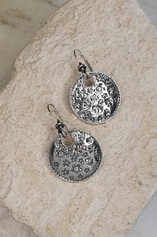 Crystal Drop Earrings for Sparkle -Floral Embossed Earrings