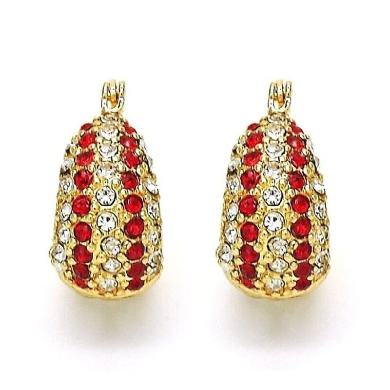 Diamond Drop Earrings for Luxury -18K Gold-Filled High-Polish Red & White Crystal Earrings