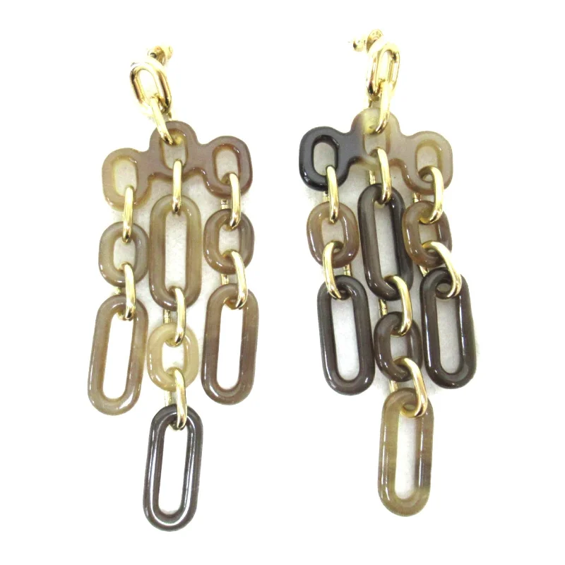 Drop Earrings for Gym Workout -Hermes Reguile Earrings Gold Plated Buffalo Horn