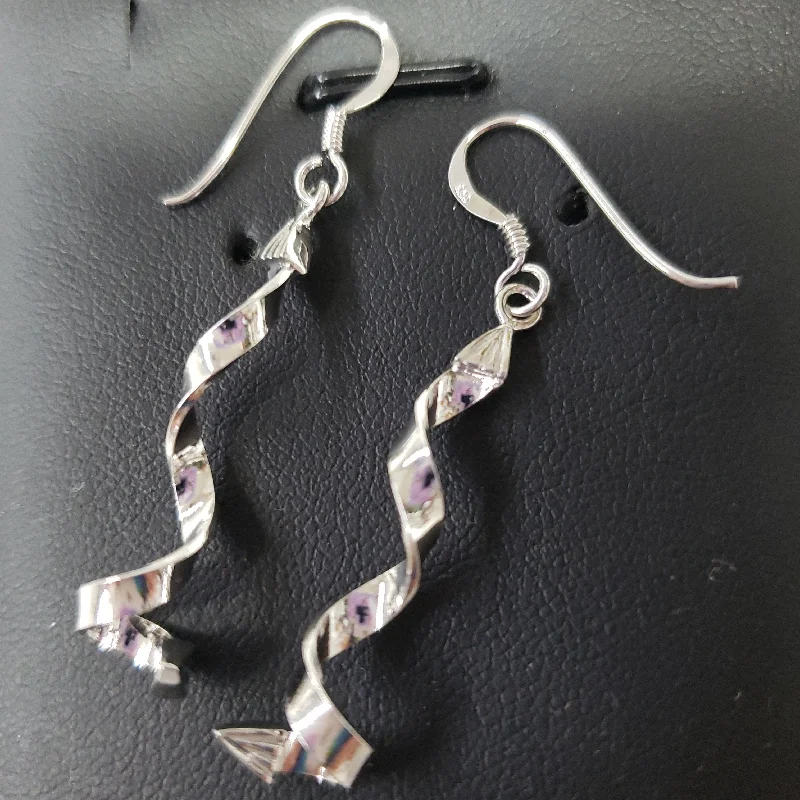 Gemstone and Diamond Drop Earrings for Opulence -Sterling Silver Spiral Earrings