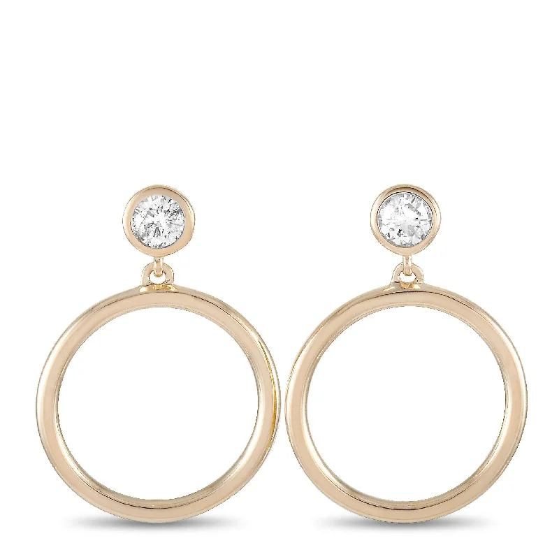 Drop Earrings with Keyhole Designs -Yellow Gold 0.31 ct Diamond Earrings AER-15714Y