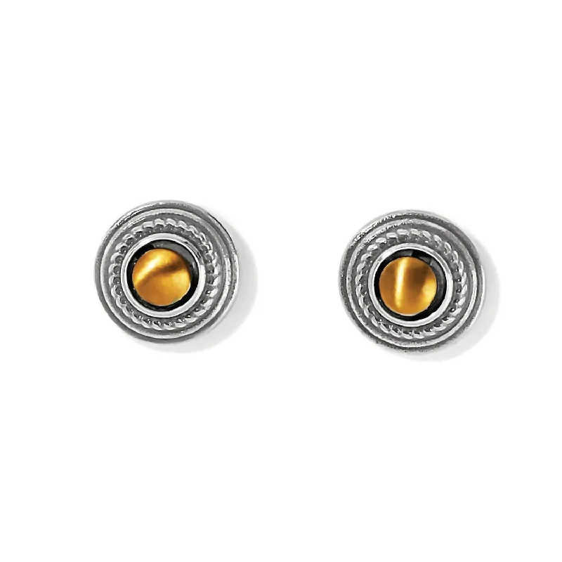 Drop Earrings with Textured Surface -Women's Monete Post Earrings In Silver-Gold