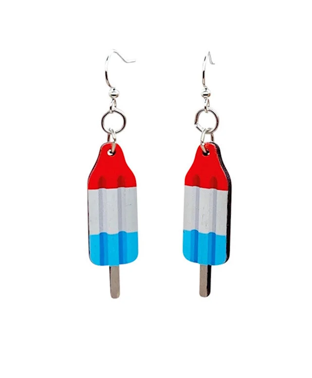 Tarnish Resistant Drop Earrings for Longevity -Green Tree 4th of July Popsicle Earrings #1711