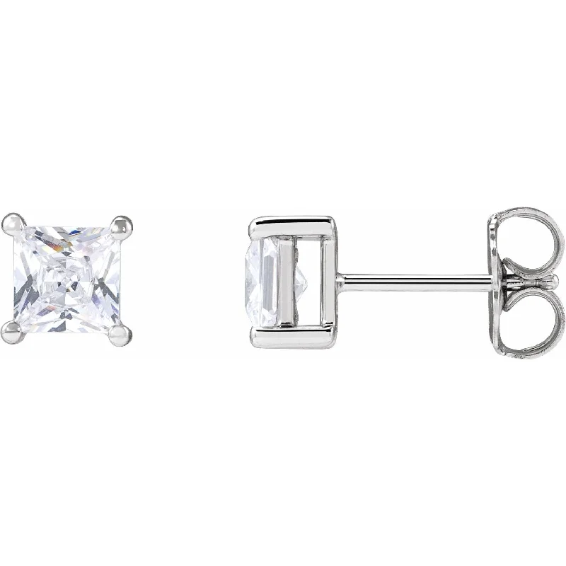 Drop Earrings for Office Wear -14K White Gold 4.5 mm Square 1ct Lab-Grown Diamond Earrings Clarity SI, Color G-H