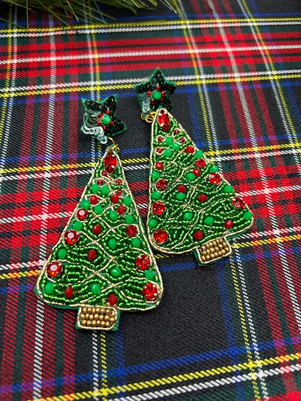 Drop Earrings with Floral Motifs -Under the Mistletoe Earrings