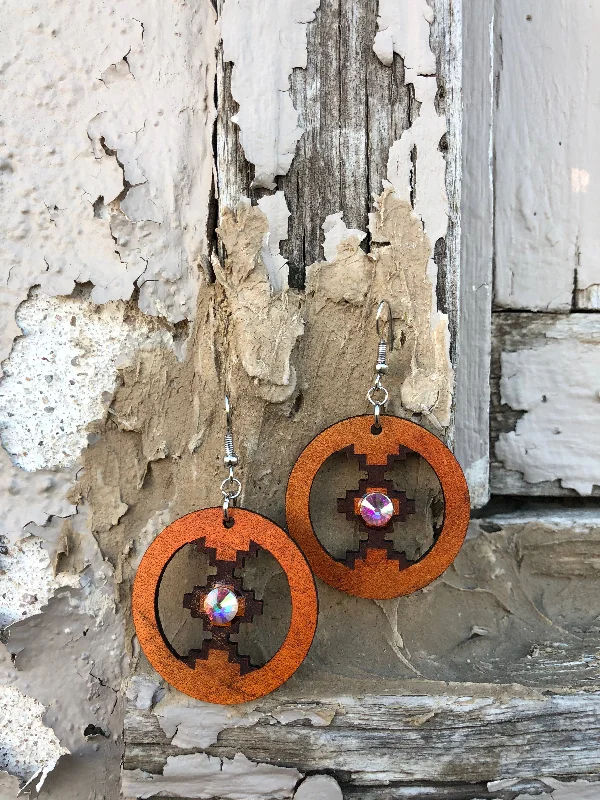 Drop Earrings with Matte Finish -Leather Ozzy Aztec Earrings