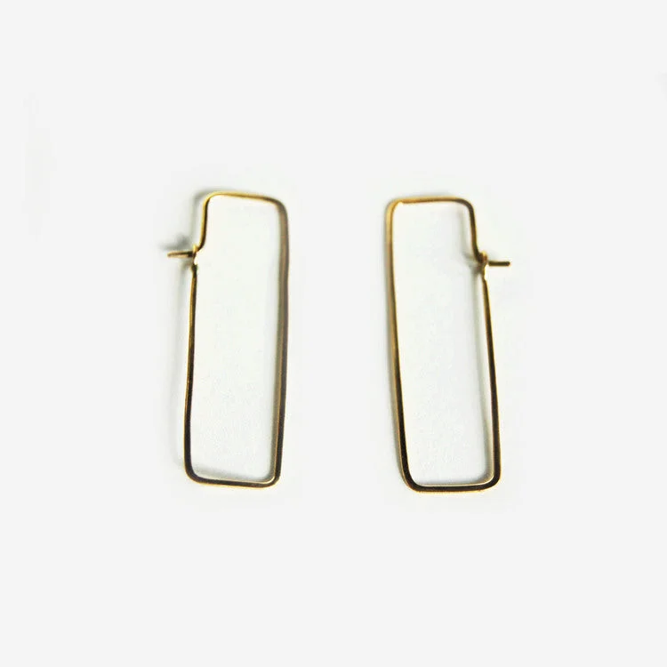 Push Back Drop Earrings for Convenience -Chiku Brass Earrings