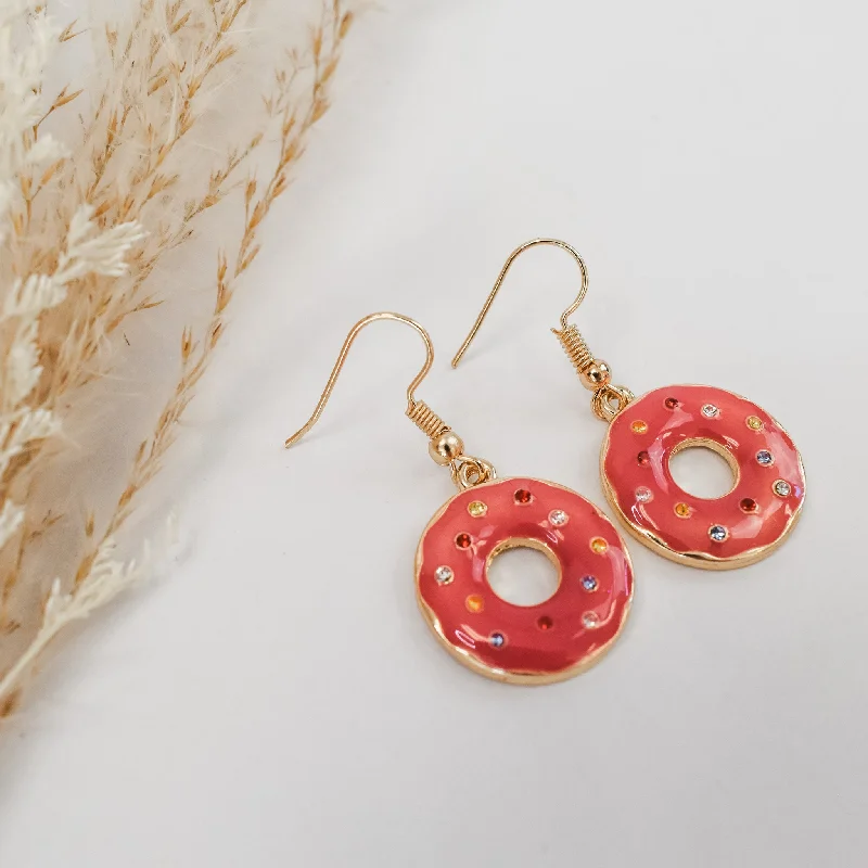 Clip On Drop Earrings for Non Pierced -Girl's Donut Drop Earrings