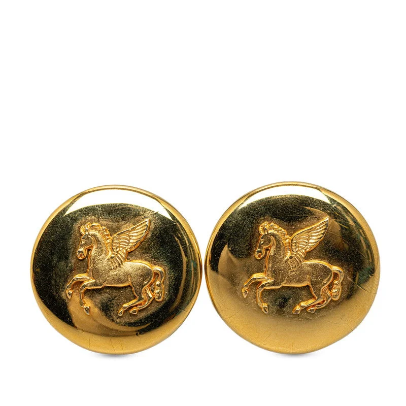 Drop Earrings with Abstract Designs -Hermes Pegasus Gold Plated Earrings