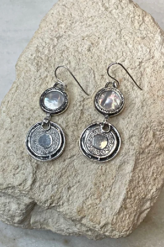 Drop Earrings with Wave Designs -Sigalia Silver Earrings