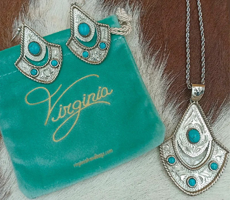 Drop Earrings with Polished Shine -Arizona earrings and necklace with stones. (Ships in 4 to 8 weeks)