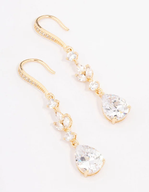 Short Drop Earrings for Subtle -Lovisa - Gold Plated French Pear Drop Earrings