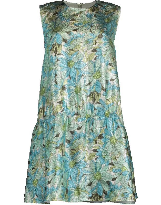 Sleeveless Dresses for Coolness -Campbell Floral Lurex Dress