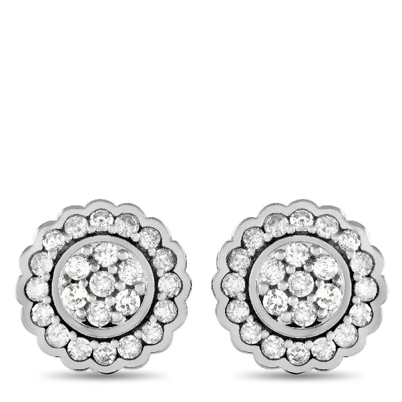 Drop Earrings for Gym Workout -White Gold 0.50ct Diamond Flower Earrings ER28408