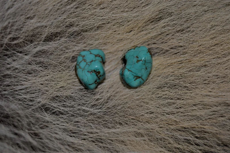 Gothic Drop Earrings with Dark Tone -Turquoise Chunk Earrings