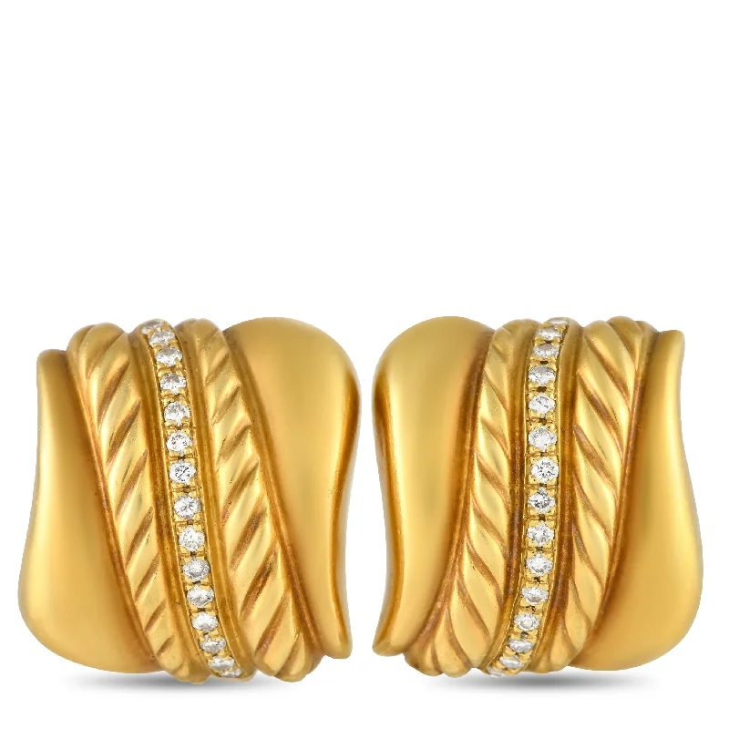 Round Drop Earrings for Classic -SeidenGang Yellow Gold 0.45ct Diamond Clip-On Earrings SG20-111723