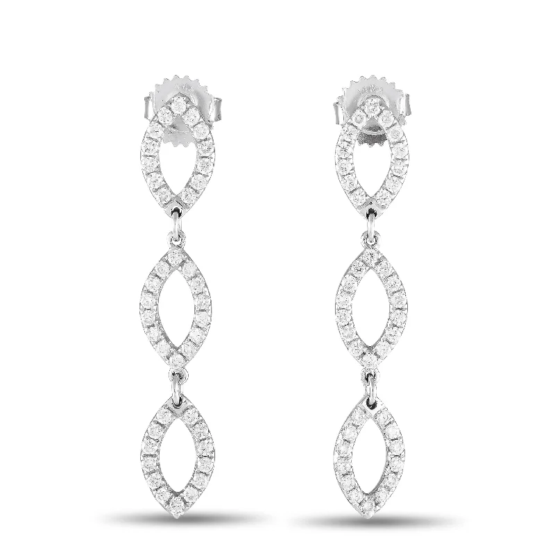 Vintage Drop Earrings with Patina -White Gold 1.0ct Diamond Drop Earrings AER-11513