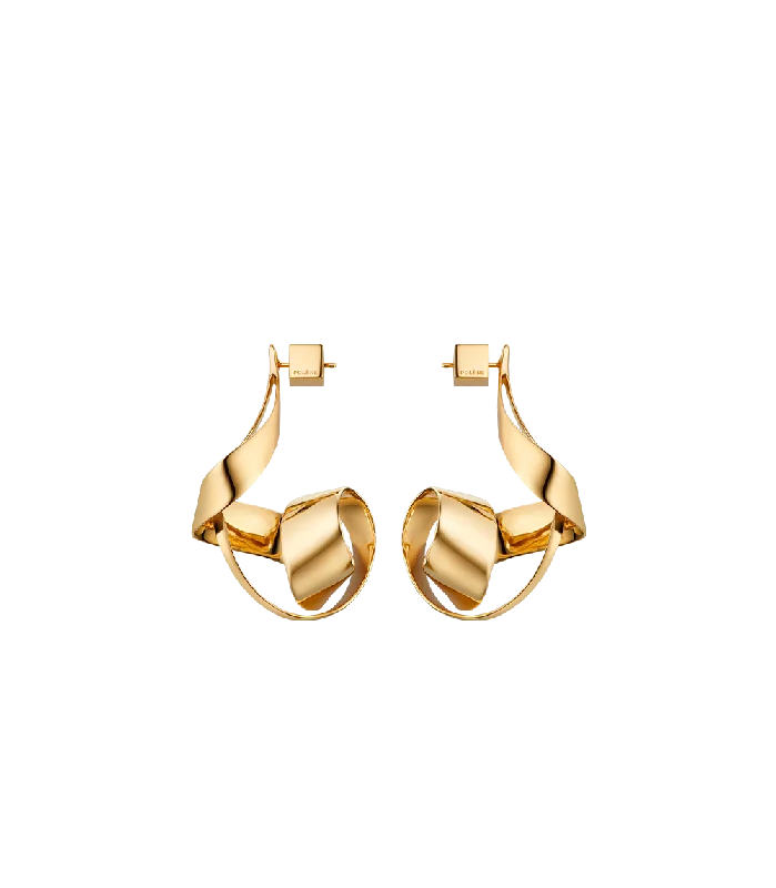 Drop Earrings with Knot Designs -Éole Spiral Earrings - 24 carat gold-gilded