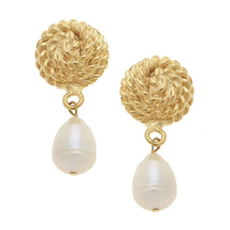 Crystal and Pearl Drop Earrings for Glamour -Susan Shaw Pearl Rope Clip On Earrings