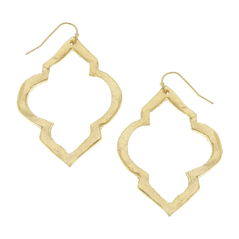 Drop Earrings for Wellness Routine -Susan Shaw Gold Scallop Cut Out Earrings